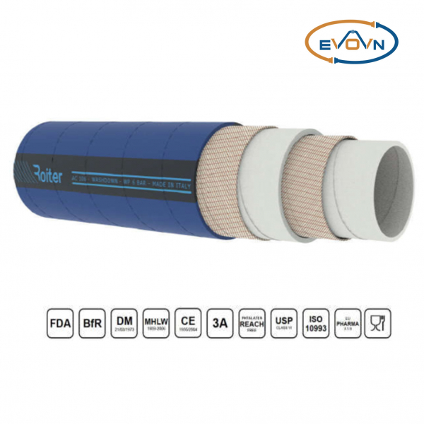 ỐNG CAO SU THỰC PHẨM CHUYÊN CHẠY VỆ SINH CIP VÀ SIP - ROITER AC107 WASHDOWN